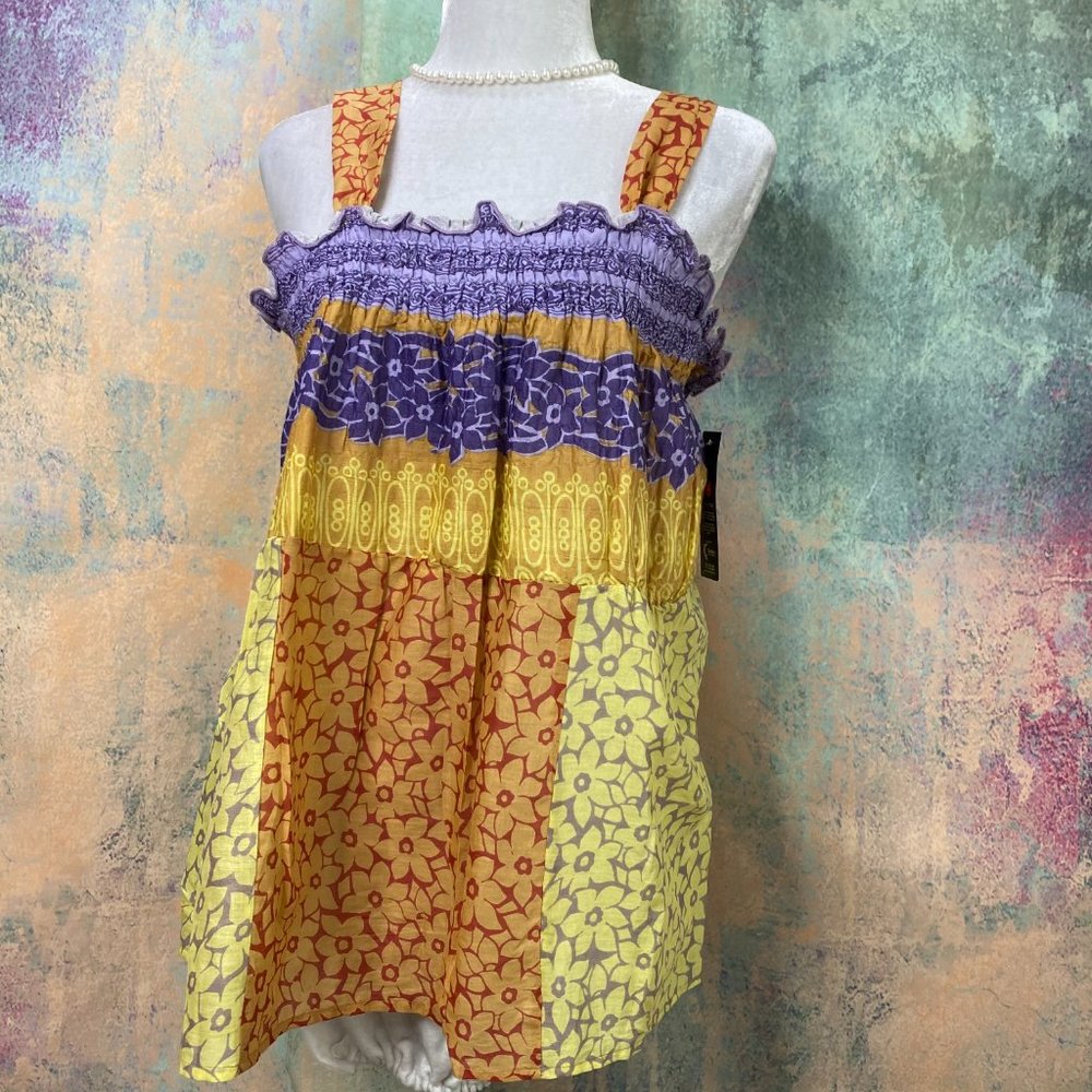 NWTπUnique Spectrum Colorful smocked airy Top - Picture 5 of 13